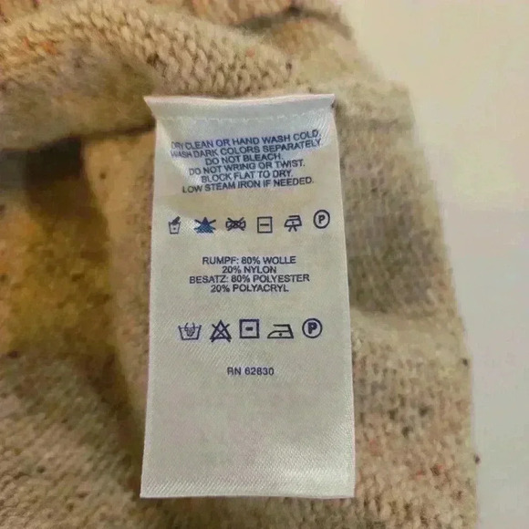 Lands End Womens Wool 1/4 Zip Long Sleeve Pullover Knit Sweater Tan Size Large - Picture 8 of 8